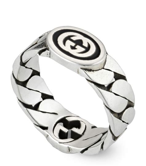 silver gucci butterfly ring|interlocking g ring in silver.